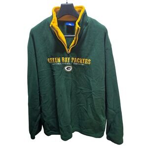 Reebok Green‎ Bay Packers Quarter Zip Fleece Pullover Men Large NFL